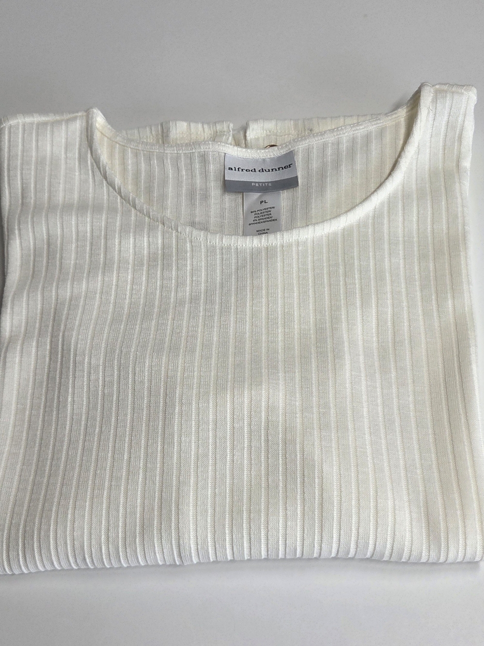 Alfred Dunner Cream Ribbed 3/4-Sleeve Top with Side Buttons - Picture 8 of 9